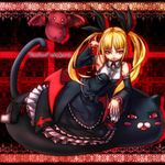  bad_id bad_pixiv_id blazblue blonde_hair gii izayan long_hair lying nago rachel_alucard red_eyes ribbon solo twintails 