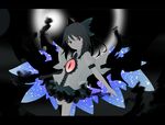  bad_id bad_pixiv_id black_hair cape dark hair_ribbon kazeharu orange_eyes reiuji_utsuho ribbon solo torn_wings touhou wings 