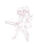  chainsaw highres knife madotsuki monochrome multiple_girls nekotama_(artist) thighhighs transparent_background urotsuki yume_2kki yume_nikki 