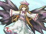  bad_id bad_pixiv_id gloves hat lily_white long_hair outstretched_arms red_eyes solo spread_arms touhou wings yagi_(sinnsyou) 