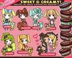  animal_ears blonde_hair blush bow brown_hair bunny bunny_ears bunny_tail caramel chibi chocolate cookies_&amp;_cream dress english food glasses green_hair green_tea hair_bow hair_ribbon hat heart heart_print ice_cream ice_cream_cup japanese_clothes kimono mini_hat mini_top_hat mint multiple_girls open_mouth original personification pleated_skirt polka_dot polka_dot_dress print_dress q_m ribbon rum_raisin skirt smile tail tea top_hat unmoving_pattern vanilla 