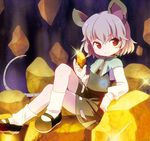  animal_ears chaba_(hortensia) gold grey_hair jewelry mouse_ears nazrin red_eyes short_hair solo touhou 