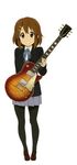  absurdres artist_request brown_hair grin guitar highres hirasawa_yui instrument k-on! legs official_art pantyhose school_uniform short_hair smile solo 
