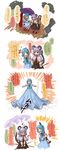  animal_ears basket blue_hair comic geta grey_hair highres karakasa_obake kingin mahoujin_guruguru mouse mouse_ears mouse_tail multiple_girls nazrin one_eye_closed parody purple_umbrella red_eyes sandals short_hair tail tatara_kogasa tongue touhou translated umbrella 