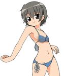  bikini black_eyes flat_chest grey_hair nemuro_nao original short_hair side-tie_bikini solo swimsuit 