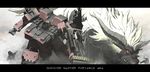  commentary_request giant horns mecha monster_hunter no_humans punching rajang tsukuba_masahiro 