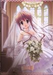  :d akane-iro_ni_somaru_saka bare_shoulders bouquet bridal_veil bride dress earrings elbow_gloves flower gloves highres jewelry lace long_hair looking_at_viewer nagase_minato necklace open_mouth rose ryouka_(suzuya) see-through smile solo strapless strapless_dress thighhighs veil wedding_dress white_dress white_flower white_gloves white_legwear white_rose 