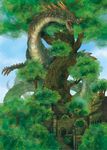  bad_pixiv_id dragon fantasy michii_yuuki monster no_humans original ruins scenery tree 