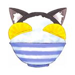  bowl cat_ears food k-on! lowres meme no_humans piku rice rice_bowl striped takuan 