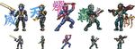  guitar hidewomi instrument kamen_rider kamen_rider_amaki kamen_rider_dcd kamen_rider_hibiki kamen_rider_hibiki_(series) kamen_rider_ibuki kamen_rider_todoroki kamen_rider_zanki multiple_boys oni pixel_art trumpet 