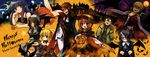  5girls beatrice bubble_skirt copyright_name dress frederica_bernkastel halloween hanokage happy_halloween hat highres jack-o'-lantern kanon_(umineko) kiseru kumasawa_chiyo multiple_boys multiple_girls orange_dress pipe pumpkin ronoue_genji shannon skirt suzushiro_kurumi umineko_no_naku_koro_ni ushiromiya_battler ushiromiya_george ushiromiya_jessica ushiromiya_kinzou ushiromiya_kyrie ushiromiya_maria ushiromiya_rosa ushiromiya_rudolf witch witch_hat 