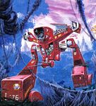  box_art chiram choujikuu_seiki_orguss ishkick jungle mecha nature no_humans official_art oldschool orguss realistic scan science_fiction solo takani_yoshiyuki temple traditional_media walker 