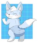  anthro blue_fur canine cub diaper fox fur male mammal solo young yukinari 