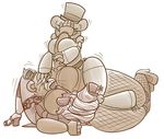  animatronic bear breasts chubby crossgender female fight fishnet five_nights_at_freddy&#039;s freddy_(fnaf) group hat high_heels machine mammal mechanical robot snaxattacks top_hat 