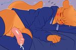  anthro balls bed boltswift chief_(zonkpunch) cum drooling hoodie humanoid_penis legwear male mammal mustelid otter penis saliva sleeping solo 