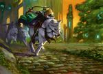  archer bow canine cape charging donato_giancola feral group human landscape magic_the_gathering male mammal official_art painting_(artwork) quiver riding running traditional_media_(artwork) voja wolf 