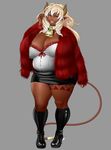  2015 big_breasts breasts cleavage clothed clothing corruption_of_champions excellia_(coc) female horn huge_breasts ketsuga minotaur overweight solo 
