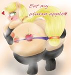  &lt;3 apple applejack_(mlp) big_breasts blonde_hair blush braffy breasts clothing cutie_mark digital_media_(artwork) equine female friendship_is_magic fruit fur green_eyes hair horse huge_breasts licking licking_lips mammal my_little_pony obese orange_fur overweight panties pony presenting raised_tail rear_view smile solo sweat text tongue tongue_out underwear 