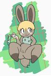  aintsmart animal_crossing anthro blush bonbon_(animal_crossing) bottomless clothed clothing female hair half-dressed lagomorph mammal nintendo panties pussy rabbit solo underwear video_games 