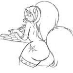  2015 anthro arcane_shade black_and_white breasts butt cutie_mark equine fan_character female food freckles gloves hair horn long_hair mammal monochrome my_little_pony solo suirano unicorn 