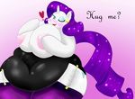  &lt;3 anthro bedroom_eyes big_breasts blue_eyes blush braffy breasts clothing cutie_mark digital_media_(artwork) equine female friendship_is_magic fur hair hi_res hooves horn horse huge_breasts long_hair looking_at_viewer mammal my_little_pony nipples obese one_eye_closed open_mouth overweight pony purple_hair rarity_(mlp) smile solo text unicorn white_fur wink 
