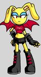  anthro boots clothed clothing collar eyeshadow fan_character female gloves hedgehog immatenma lagomorph looking_at_viewer makeup mammal original_the_character otaku rabbit red_eyes solo unamused wings yellow_body 
