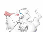  2015 blue_eyes celabay cum disembodied_penis duo legendary_pok&eacute;mon male nintendo open_mouth penis piercing plain_background pok&eacute;mon reshiram solo_focus tongue video_games white_background 