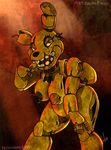  android animatronic anthro bent_over big_breasts big_nipples breasts brown_eyes circuit colored erect_nipples eyelashes female five_nights_at_freddy&#039;s five_nights_at_freddy&#039;s_3 golden_bonnie_(fnaf) hand_on_face hand_on_head hand_on_knee hand_on_leg keishinkae lagomorph looking_at_viewer machine mammal mechanical nightmare_fuel nipples nude pinup plain_background pose rabbit raised_tail red_background robot smile solo standing teeth texture_background yellow_body yellow_nipples yellow_sclera 