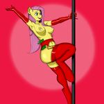  anthro anthrofied areola breasts clothing colored dancing edit elbow_gloves equine female fluttershy_(mlp) friendship_is_magic garter_belt gloves hair horse hyperstorm_h kevinsano legwear lingerie long_hair mammal money my_little_pony nipples pole pole_dancing pony solo sweat yellow_skin 
