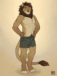  abs anthro biceps feline fur hair lion male mammal muscles pecs tsaiwolf yellow_eyes 