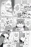  anthro bear black_nose blue_eyes brown_fur chubby clothed clothing doujinshi duo fangs feline food fur gay high_school home_work honey hug ice_cream jacket juuichi_mikazuki kamidou_haruki kemono male mammal monochrome morenatsu muscles open_mouth overweight school_clubs shirt shorts spoon strawberry stripes summer_break tank_top tiger tongue torahiko_ooshima violence yawn yellow_fur 