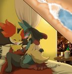 2015 alcohol anthro bed beverage blush bottle canine clothing cum cum_in_pussy cum_inside cumshot cup curtains delphox duo erection female fox fur humanoid_penis ice inner_ear_fluff inside kneeling light lucario lying male mammal mega_evolution mega_lucario night nintendo nude on_bed one_eye_closed open_mouth orange_nose orgasm pants penetration penis pillow pok&eacute;mon pussy sex shadow sharp_teeth spikes spread_legs spreading straight table teeth tongue vaginal vaginal_penetration vein video_games window wine winick-lim 