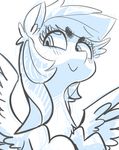  blush cartoon equine female feral friendship_is_magic fur hooves horse looking_down mammal monochrome my_little_pony plain_background pony rainbow_dash_(mlp) sketch smile solo white_background wings xieril 