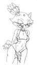  anthro big_breasts black_and_white blaze_the_cat blush breasts clothing damian_hodge dickgirl half-closed_eyes intersex monochrome nipples penis plain_background sega solo sonic_(series) swimsuit tongue tongue_out white_background wide_hips 