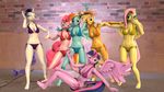  2015 3d anthro anthrofied applejack_(mlp) barefoot blonde_hair blue_body blue_eyes cartoon cgi cleavage clothed clothing cutie_mark earth_pony equine eyes_closed eyeshadow female fluttershy_(mlp) friendship_is_magic green_eyes group hair hand_holding hand_on_shoulder hat hi_res horn horse human_feet long_hair looking_at_viewer makeup mammal multicolored_hair my_little_pony navel orange_body peace_sign pegasus pink_body pink_hair pinkie_pie_(mlp) plantigrade pony pose purple_body purple_eyes purple_hair rainbow_dash_(mlp) rainbow_hair rarity_(mlp) setup1337 smile source_filmmaker standing twilight_sparkle_(mlp) unicorn v_sign wall wallpaper white_body winged_unicorn wings yellow_body 
