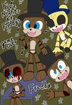 2015 animalcomic96 animatronic anthro bear blood blue_eyes brown_fur color english_text five_nights_at_freddy&#039;s freddy_(fnaf) fur golden_freddy_(fnaf) hat machine male mammal mechanical microphone music open_mouth robot text 