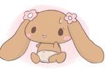  beady_eyes blush brown_eyes canine cinnamoroll clothing cute dog female flower flower_in_hair fluffy_fluffy_cinnamoroll japanese long_ears mammal mocha plant sanrio solo sweat teardrop underwear 