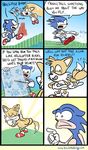  animated anthro butt canine comic dialogue duo english_text eyes_closed fox fox_tail gloves hedgehog high_five humor male mammal miles_prower multiple_tails o_o sega shoes simple_background smile smirk sonic_(series) sonic_the_hedgehog text video_games what white_gloves 