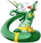  anthro areola breasts cum cum_on_chest cum_on_face cum_on_tongue dickgirl disembodied_penis female green_skin hemipenes intersex male multi_cock nintendo nipples oral penis penis_grab pok&eacute;mon reptile scalie serperior snake suddenhack tongue video_games yellow_nipples yellow_penis 