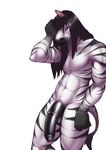  2015 abs anthro balls biceps big_penis black_hair black_penis blue_eyes equine fenix-fox flaccid hair humanoid_penis long_hair lost-paw male mammal muscles nude pecs penis plain_background solo stripes vincent white_background zebra 