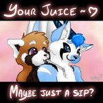  acru acru_jovian alex_frostpaw ambiguous_gender anthro canine digital digital_media_(artwork) dragon drinking duo fox fur hybrid juice male mammal red_panda straw sucking text what 