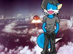  anthro atomic_bomb cat cloud dantiscus feline laugh male mammal 
