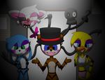  2015 animalcomic96 animatronic anthro avian beak bear bib big_breasts bird black_nose blue_eyes blue_fur blush breasts brown_fur canine chicken cute feathers female five_nights_at_freddy&#039;s_2 fox fur green_eyes grin group happy hat lagomorph machine male mammal mangle_(fnaf) mechanical oil open_mouth pointy_teeth rabbit red_eyes red_nose robot sharp_teeth smile teeth toy_bonnie_(fnaf) toy_chica_(fnaf) toy_freddy_(fnaf) white_fur yellow_eyes yellow_feathers 