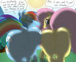  animal_genitalia anus big_butt blush butt chubby dialogue dock dotkwa duo english_text equine equine_pussy eyes_closed female feral fluttershy_(mlp) friendship_is_magic huge_butt mammal my_little_pony open_mouth pegasus puffy_anus pussy rainbow_dash_(mlp) skullman777 text wings 