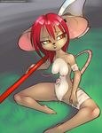  axe breasts buckteeth cute female hair mammal mouse nude pussy red_hair rodent sitting solo sweat thefuckingdevil weapon wounded 