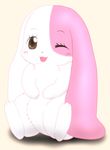  anime anthro blush brown_eyes comic cute eyelashes female fur happy_happy_clover japanese lagomorph long_ears looking_at_viewer mallow mammal manga meru one_eye_closed pink_fur pixiv rabbit sayuri_tatsuyama short_fur sitting solo unknown_artist wink 