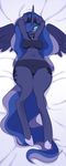  anthro anthrofied bed big_butt bra butt clothing crown doxy equine equine_legs female friendship_is_magic hair horn long_hair looking_at_viewer lying mammal my_little_pony panties princess_luna_(mlp) solo underwear wings 