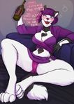  anthro big_breasts bigger_version_at_the_source blue_eyes blush breasts clothing dialogue drunk feline female fur hiccuping hiccups mammal one_eye_closed open_mouth panties reclining ronnie92 solo spread_legs spreading underwear white_fur 
