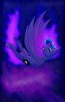  cutie_mark equine eyes_closed falling female feral friendship_is_magic fur galladexd hair horn horse long_hair mammal moon my_little_pony night outside pony princess_luna_(mlp) sky smile star winged_unicorn wings 