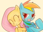  blue_fur cute duo equine eyes_closed female fluttershy_(mlp) friendship_is_magic fur hair hebibox horse mammal multicolored_hair my_little_pony open_mouth pink_hair plain_background pony rainbow_dash_(mlp) rainbow_hair red_eyes smile white_background yellow_fur 